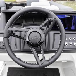 Alera Model M 23Q helm station showcasing the 12″ Ultrawide Simrad display and ergonomic controls.