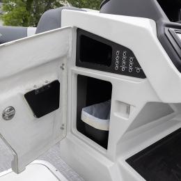 Clean design meets clever function — the Alera 23Q’s raised helm includes a hidden, built-in trash can for effortless tidiness.